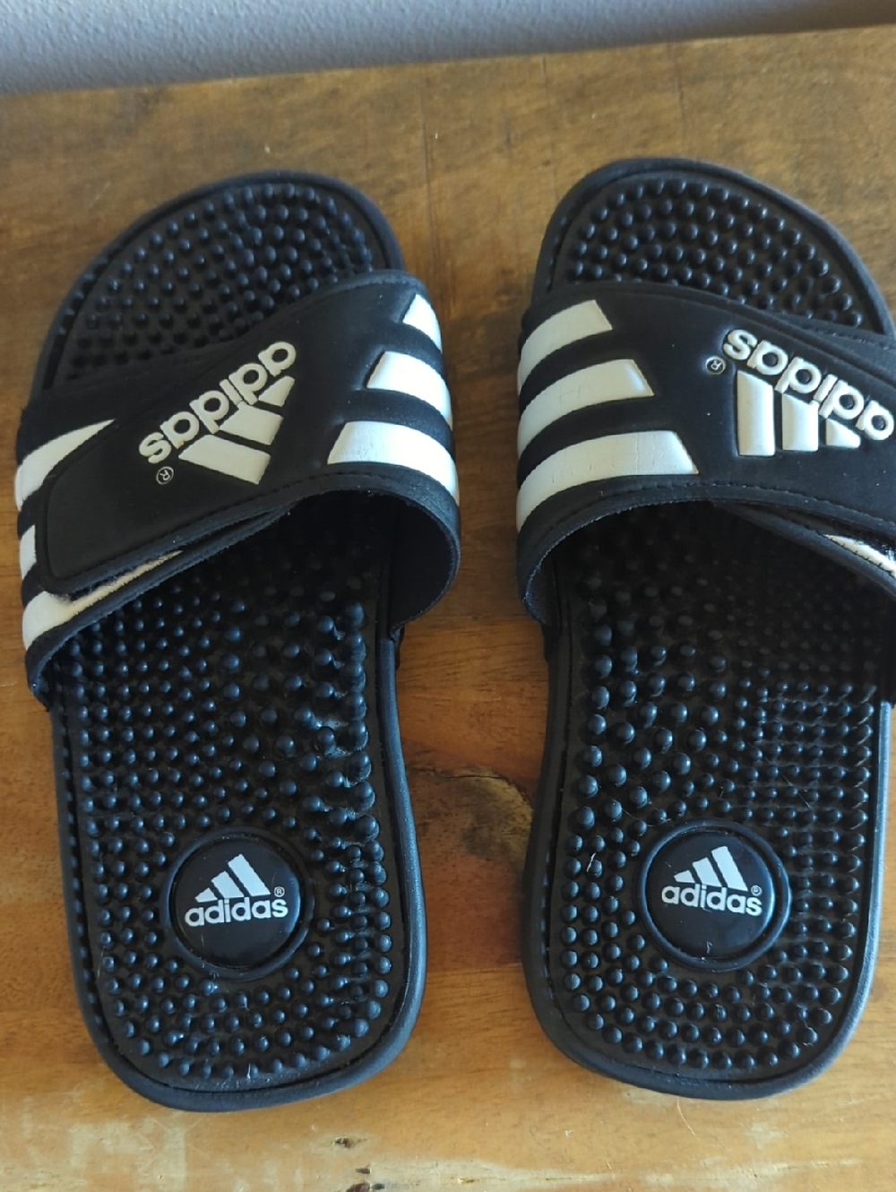 adidas Black and White Kids Massage Slide Sandals